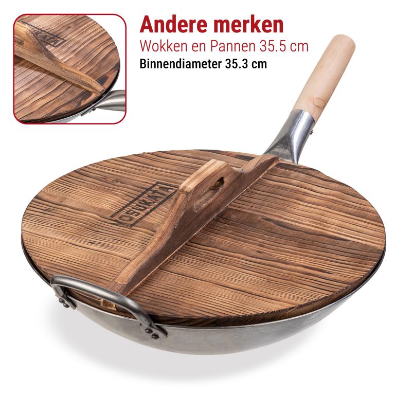 Yosukata Couvercle en bois pour wok de 34 cm